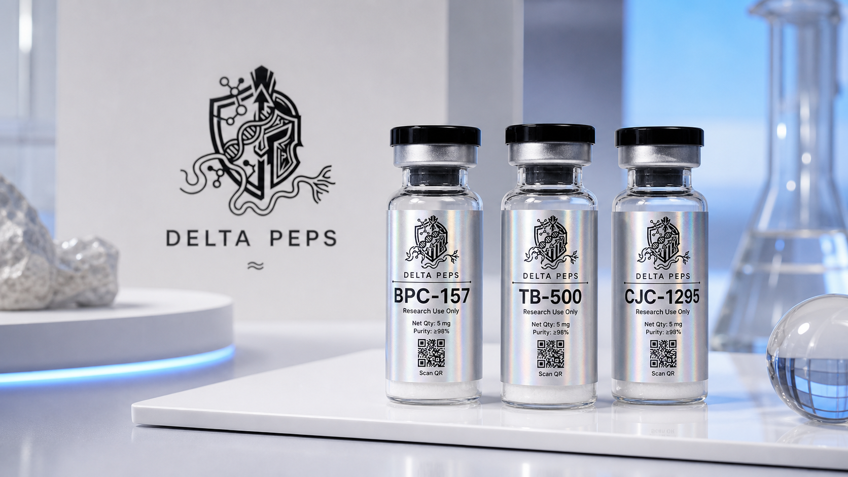 Delta Peps research vials with lot documentation